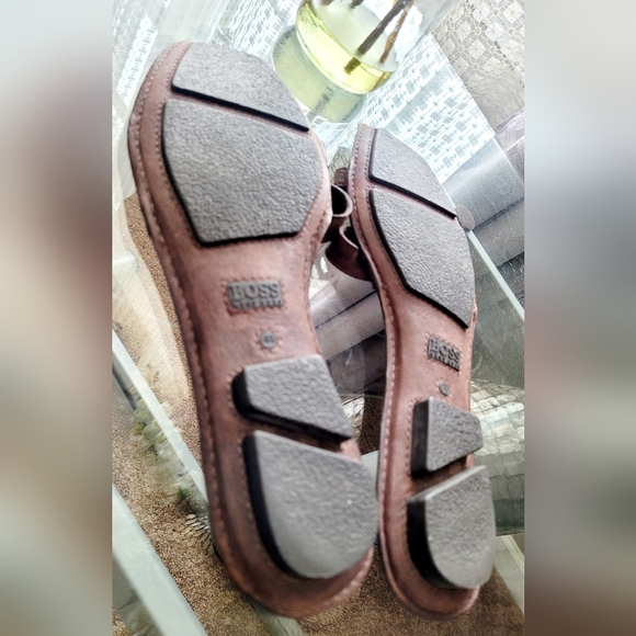 Hugo Boss Women's Leather Slide Sandals Stud Straps Brown EU 40/US 10 - Picture 6 of 16